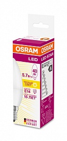 LED STAR CLASSIC B 40 5.4W/3000K FR E14 OSRAM светодиодная лампа